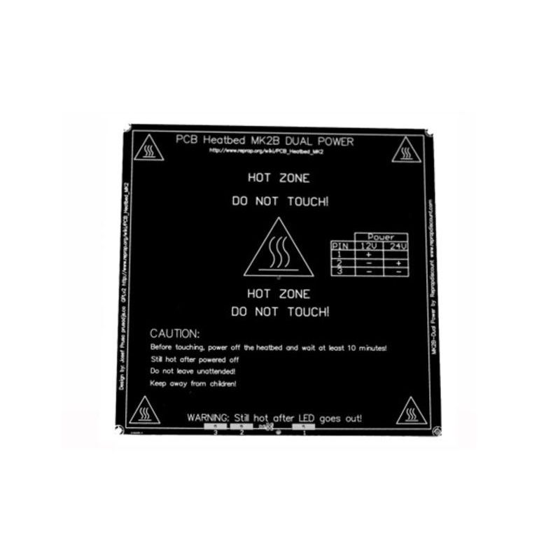 Cama Caliente Negra MK2B PCB 12V 24V  Impresora 3D Reprap
