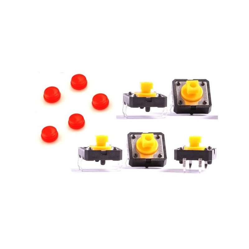 5x Push Switch Button B3F Omron Red Key 12mm