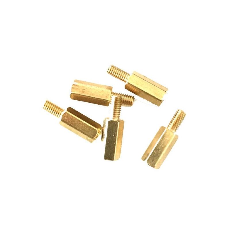 5x Hexagonal Separator M3 10mm Male-Female Brass