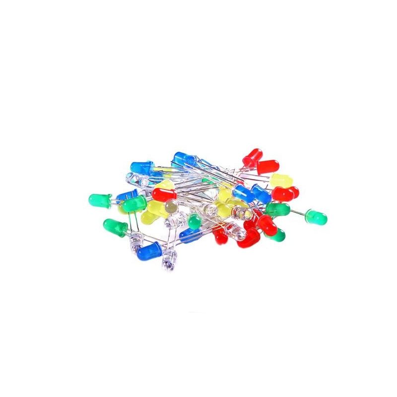 LED Diode Assortment Kit 50x Red Green Yellow Blue White