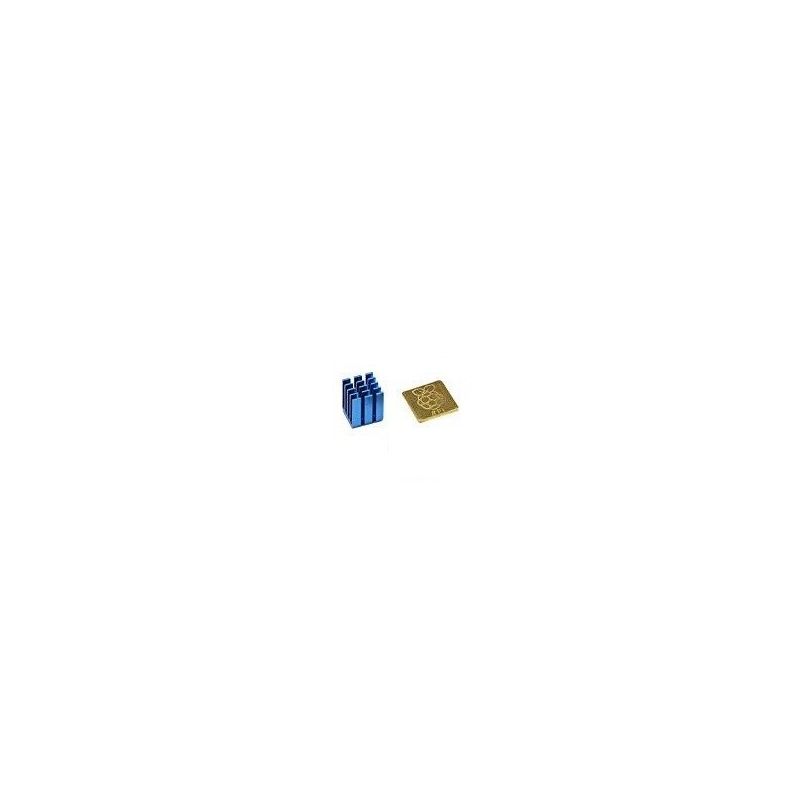 Disipador adhesivo de aluminio azul y de metal color oro para Raspberry Pi - pack 2 unds
