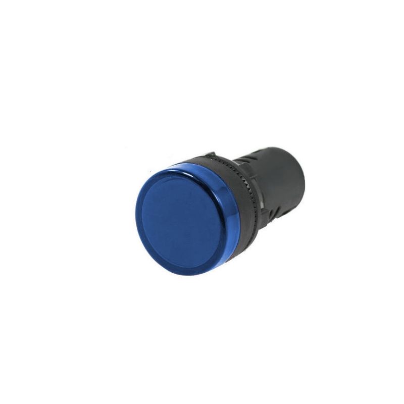 LED indicator lamp 28mm 12V AC/DC threaded joint Blue