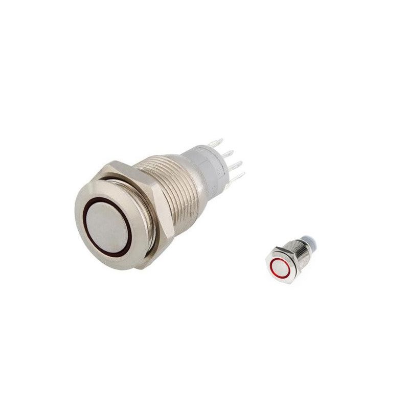 12V Push Button LED Red 16mm
