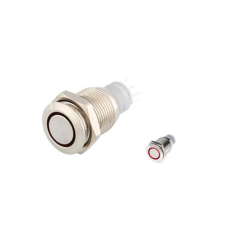 12V Momentary LED Push Button Switch White 16mm N/A NO
