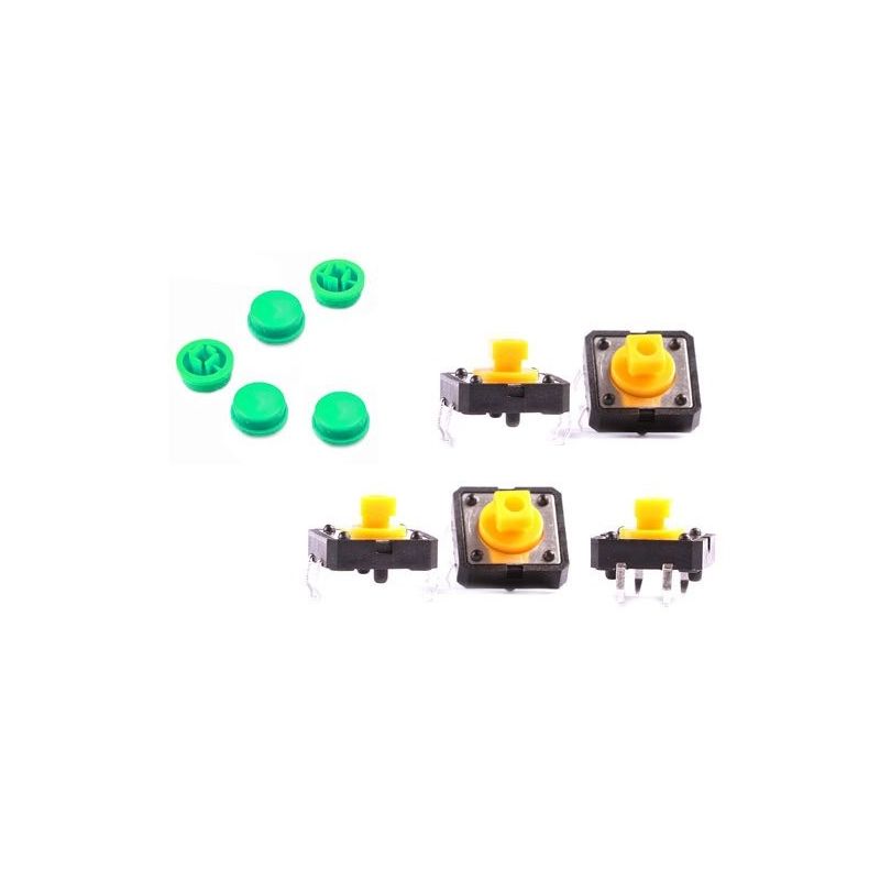 5x Pushbutton B3F Green Key Omron Electronica for Arduino Prototype Switch 12