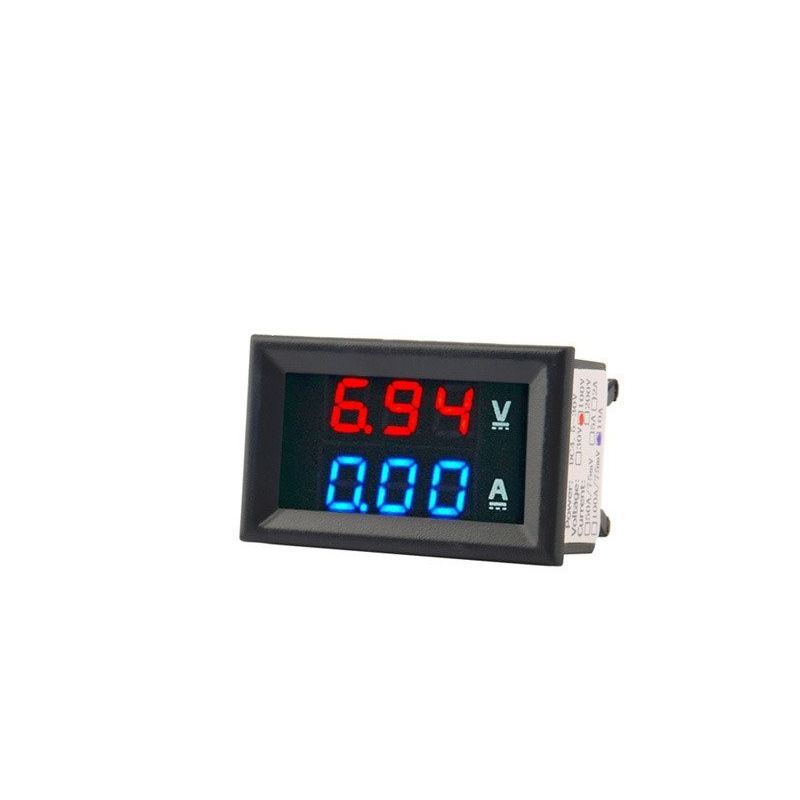 Voltimetro Amperimetro Digital 100Vcc 50Acc Rojo-Azul